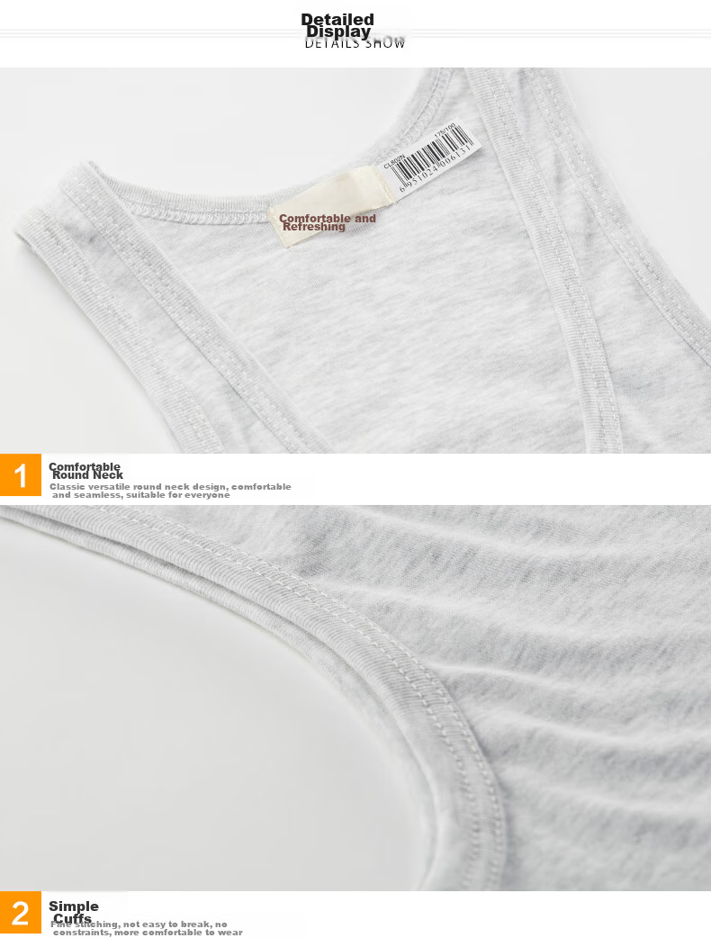 Yiershuang [100% Pure Cotton] 3-Pack Men's Tank Tops, Athletic Ribbed Slim-Fit Undershirts for Me 6