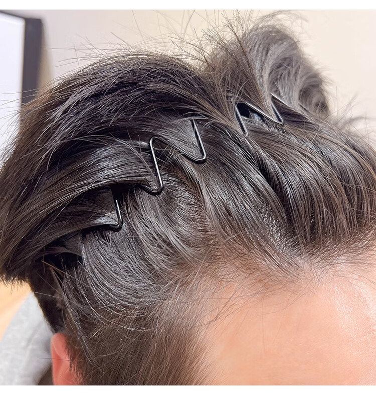 Banjeni Men's High Crown Hair Clip Headband Wide Daily Wear Large Sports Invisible Teeth Back Hair Fragment Non-Tightening 11