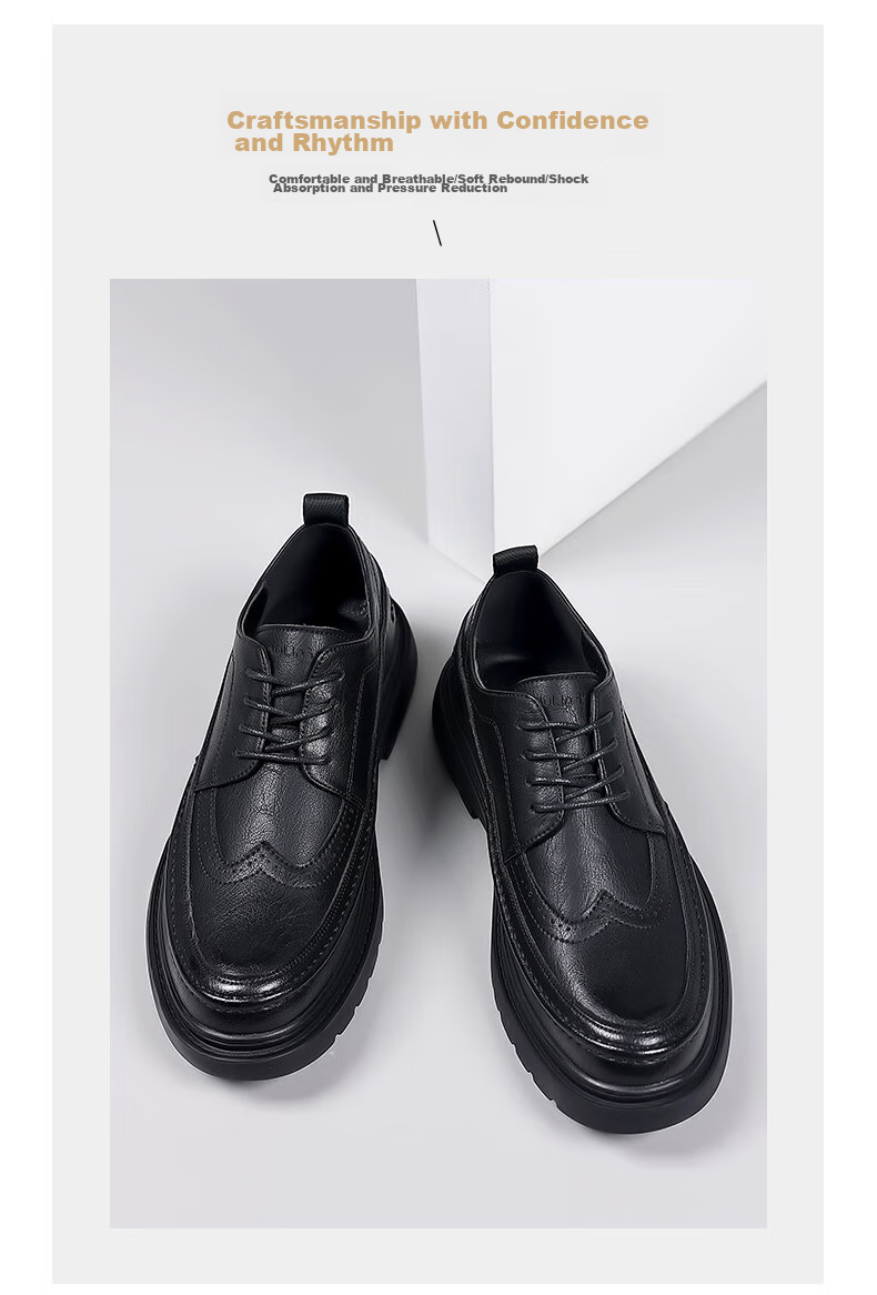 MULINSEN Men's Shoes, Business Casual Leather Shoes, British Brogue Versatile Soft-Soled Work Trendy Shoes, 7263 3