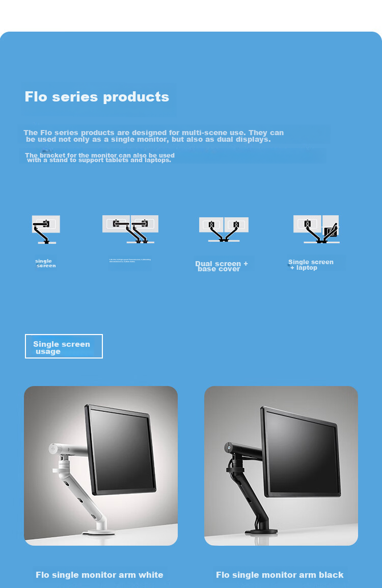 HERMAN MILLER CBS & Jingxuan Flo Monitor Stand, Computer Stand, Rotating Computer Stand, Desktop Adjustable Arm Support, Black 6