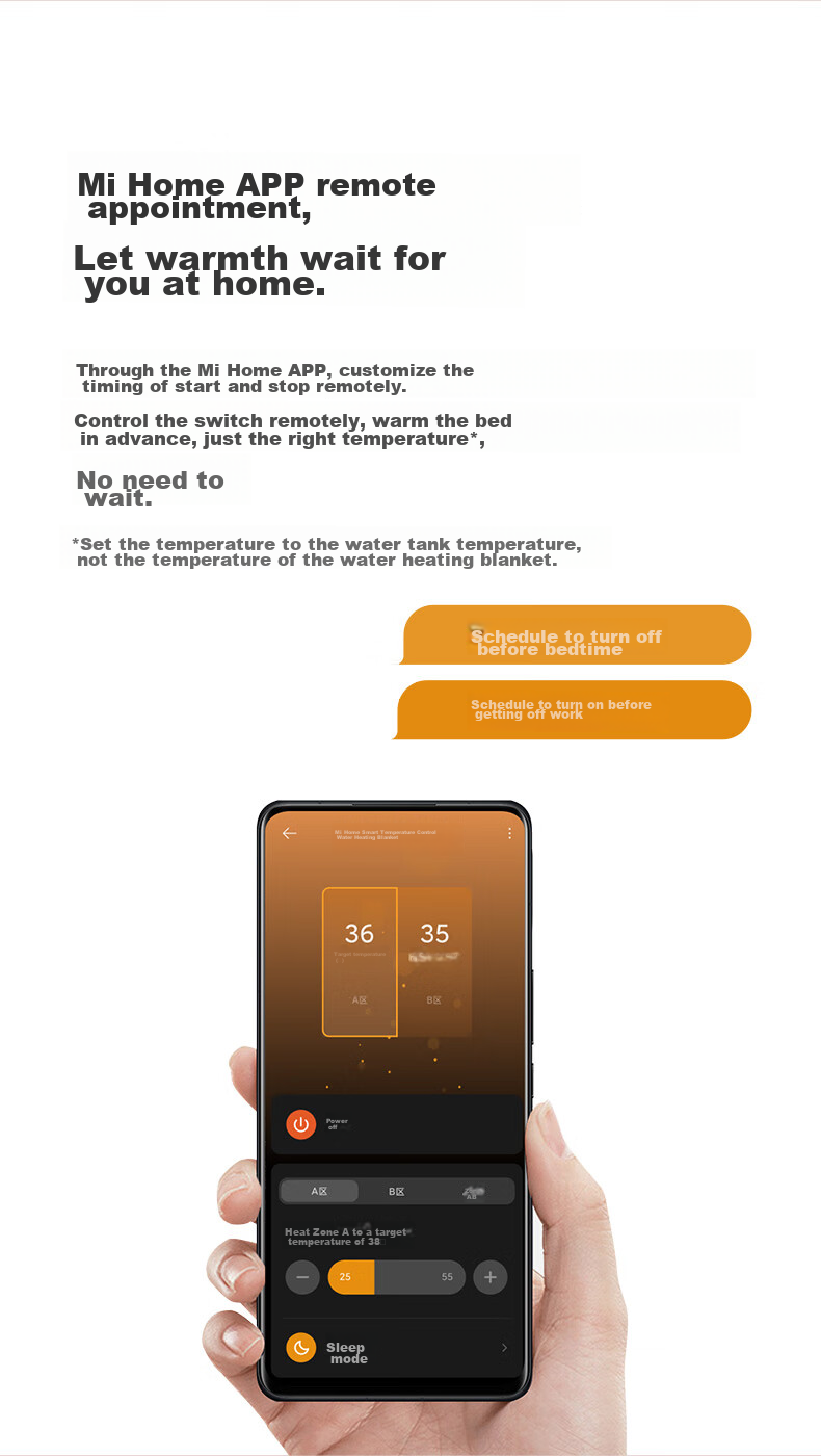 MIJIA Dual-Person Smart Rapid Heating Silent Electric Blanket with Remote Control, Left And Right Dual Control, Water Heating Blanket, 1.5 Meters 8