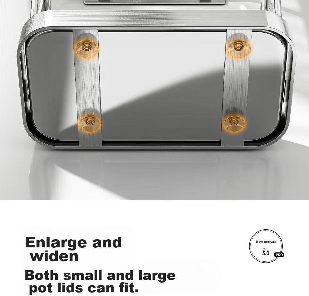 Jiabaili 304 Stainless Steel Pot Lid Rack, Kitchen Storage Rack, Wall-Mounted without Drilling, Multifunctional Countertop Chopping Board Holder And Cutting Board Storage 13