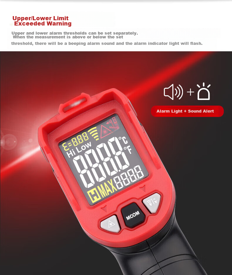 Teans High-Temperature Thermometer Industrial High-Precision Infrared Thermometer Smelting Casting Oil Temperature Gun TA603A 5