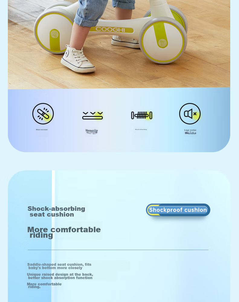 COOGHI Baby Walker, Anti-O Leg, Anti-Rollover, for Ages 1-3, Quiet Wheels, Eco-Friendly, Lightweight, Birthday Gift, Kuqi B1 14