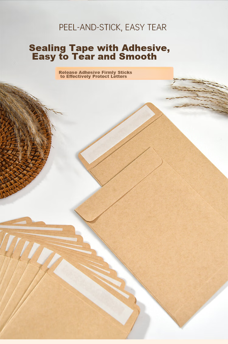 Kingdee 20 Pieces/pack Blank Kraft Paper Self-Adhesive Envelopes No. 3, Thickened with Double-Sided Tape, Vintage Chinese Style Paper Bags, Self-Sealing Sample Packaging Bags 2