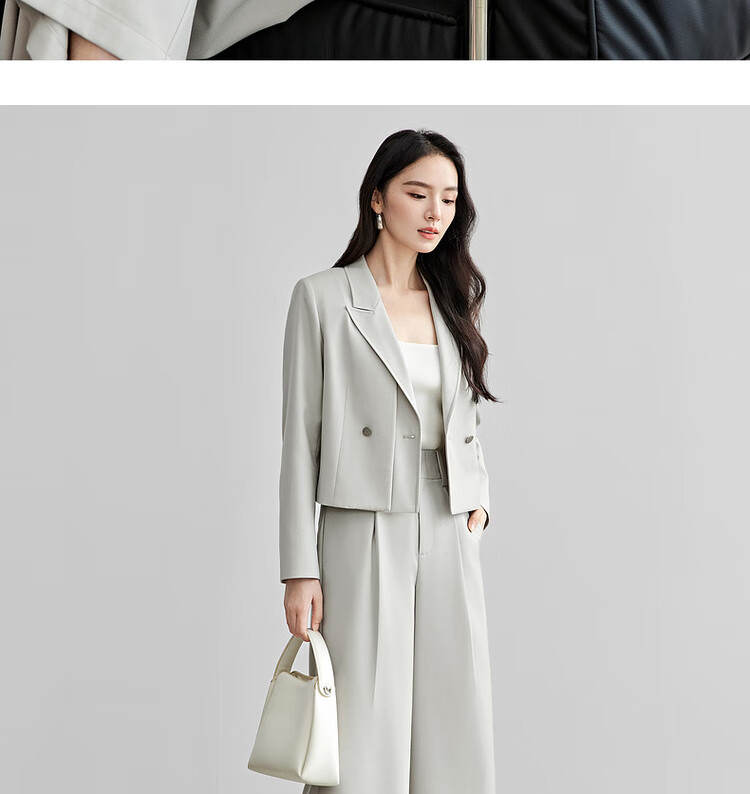Sentubila Professional Interview Suit Set for Women, Spring And Autumn Style, Formal Wear with High-End Feel, Complete Outfit Including Blazer And Pants, Black, Size L 7