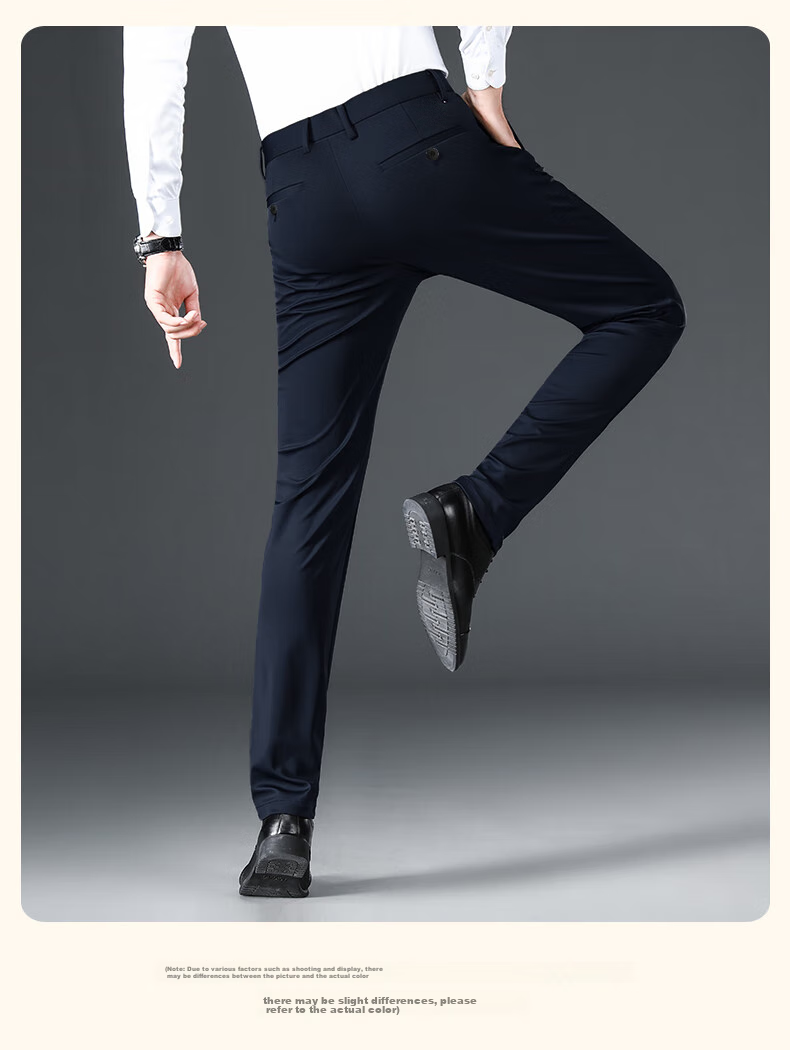 ROMON [Wrinkle-Free, Easy-Care] Men's Dress Pants, High-Waist Business Trousers, Casual Straight-Leg Pants 18