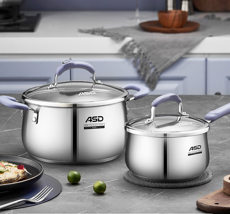 ASD Soup Pot, 304 Stainless Steel Thickened Stew Pot, Raised And Enlarged Braising Pot, 24CM Universal for Gas And Induction Cooktops H5 4