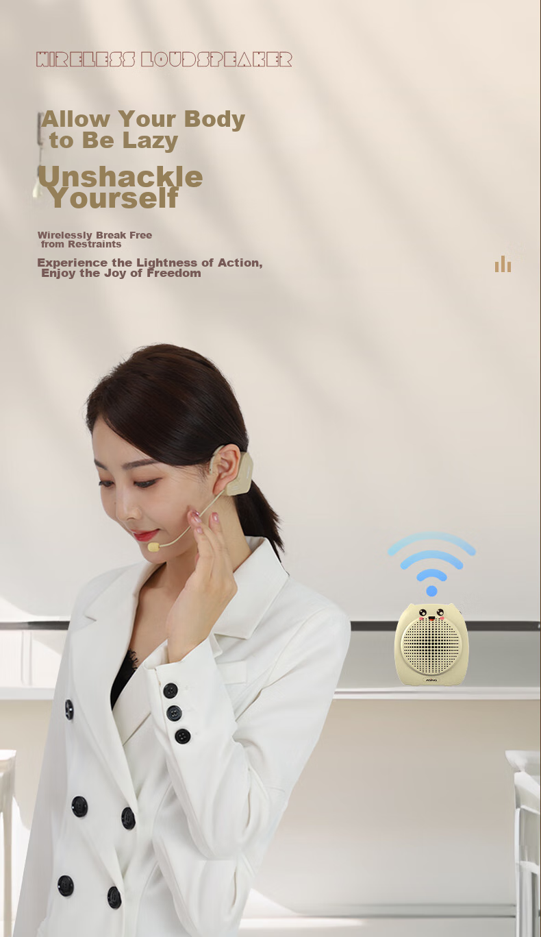 ASiNG S16 Skin Tone Wireless Microphone, Teacher's Classroom Lavalier Amplifier, Specialized Earpiece for Meetings And Performances, Head-Mounted Microphone with Amplifier And Speaker 3