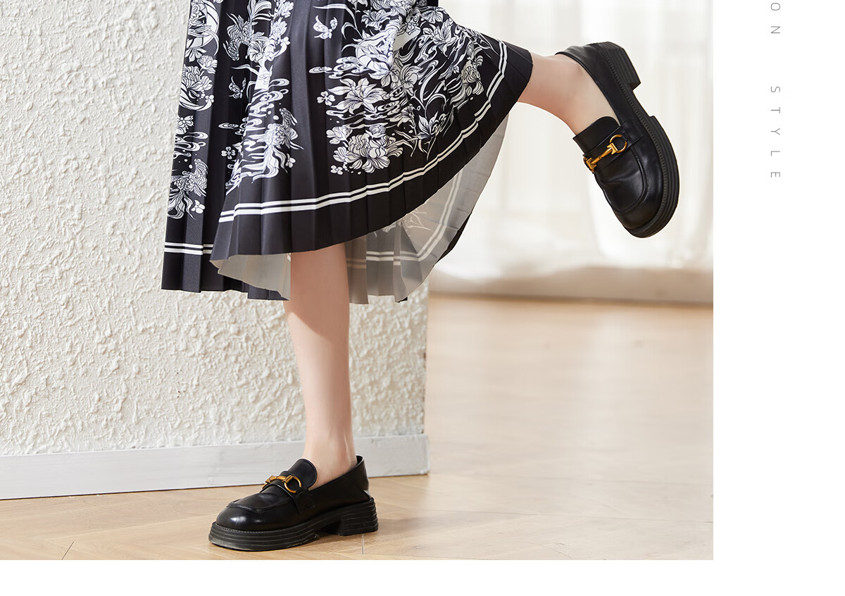 Chushen Oriental Minimalist-Style New Chinese-Style Midi Skirt for Women, Printed High-Waist A-Line Pleated Improved Horse-Face Skirt S143B1423 11