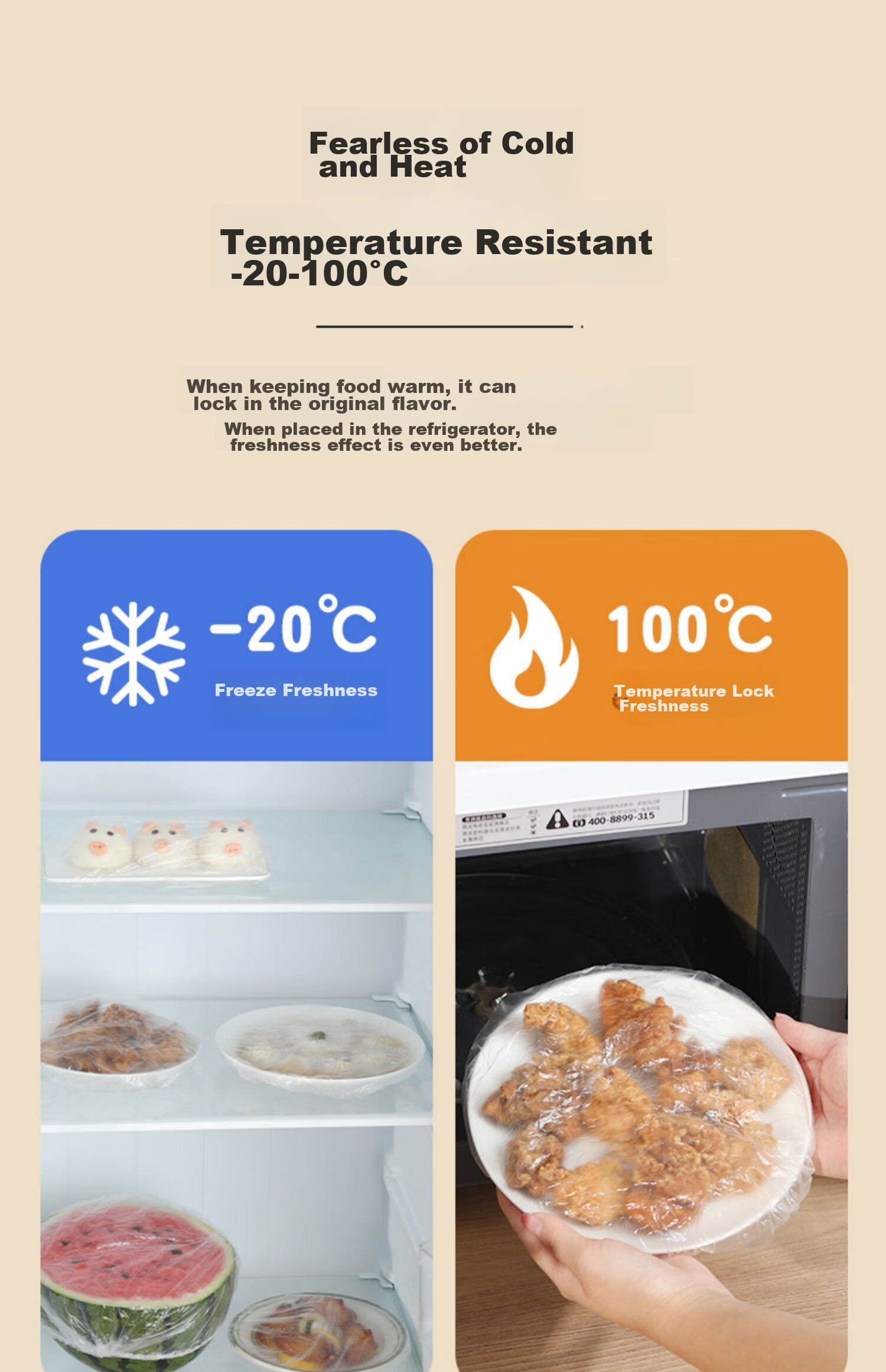 CHAHUA Food Wrap Set of 100, Elastic Edge Universal, Food-Grade Disposable, Self-Sealing Dust-Proof Shower Cap Style 9