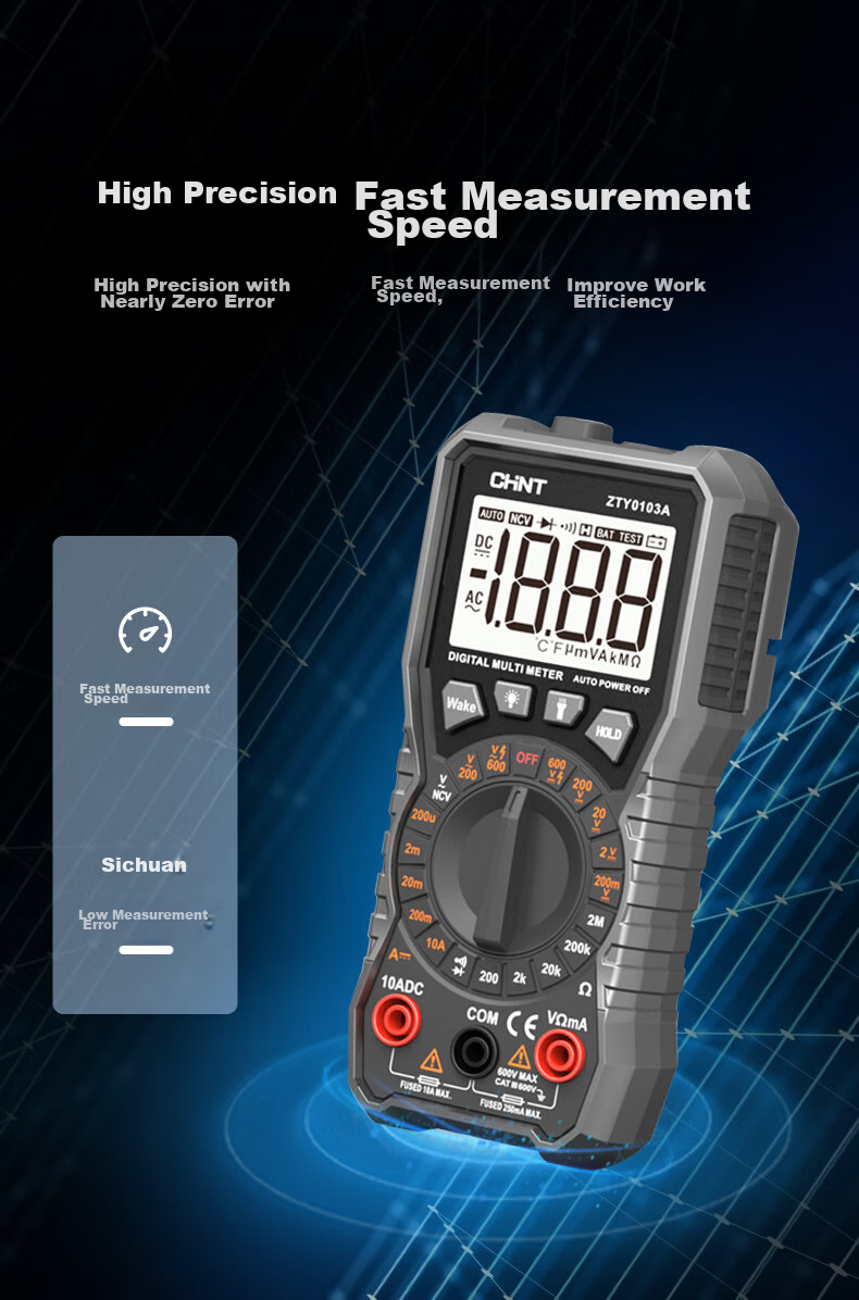 CHNT Multimeter, High-Precision Digital Intelligent Burn-Proof Portable Multi-Function Universal Meter, Electrician Repair-Specific Ammeter 6