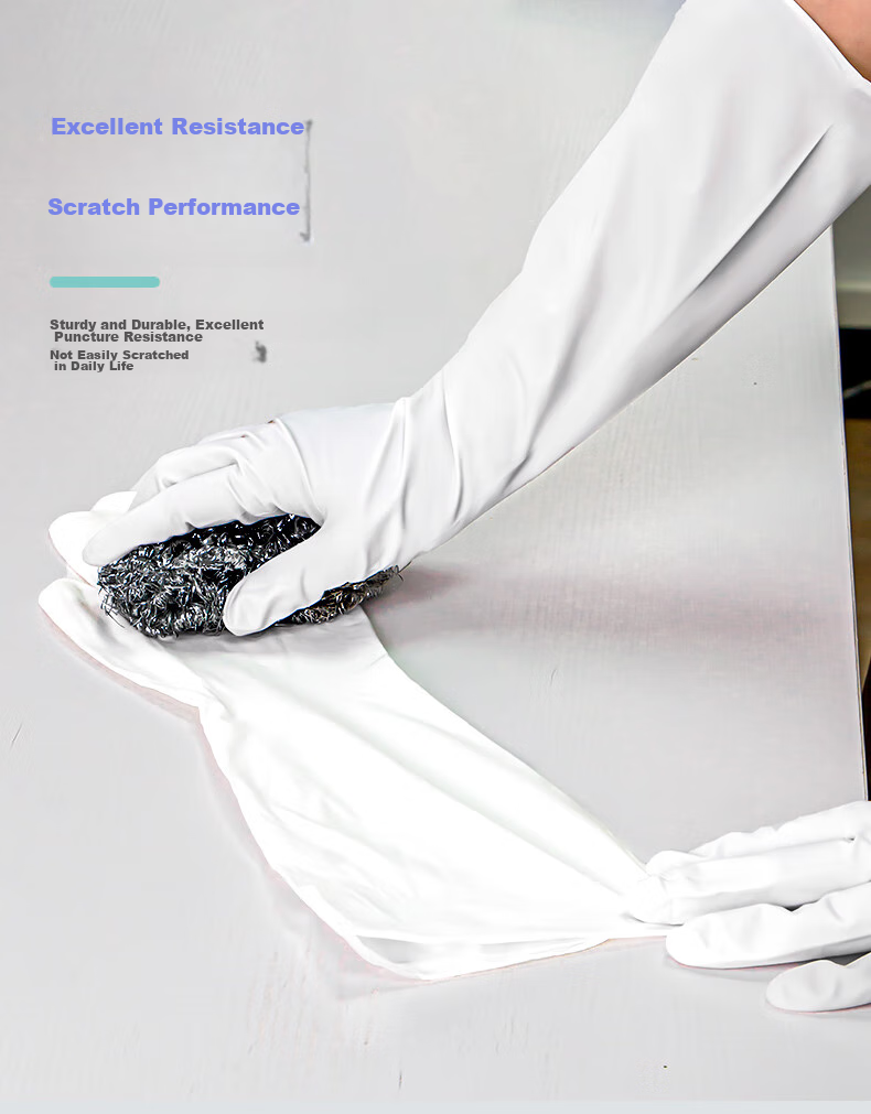 Jiazhanli Disposable Nitrile Gloves, 15-Inch Extended And Thickened, for Laboratory And Industrial Protection, 10 Pieces/bag, White, Size M 5