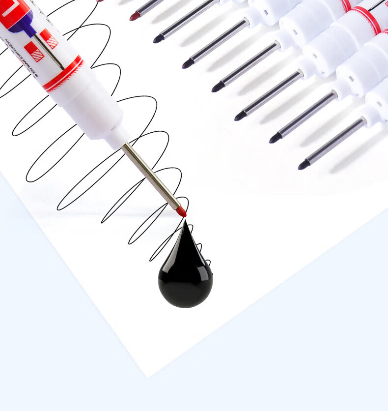 DiLe Long-Tip Marker Pen, Oil-Based Line Marker, Specially Designed for Tiles And Carpentry, Construction Site Use, Extended Deep Hole, Fine Line Drawing, Waterproof And Oil-Resistant Marking Pen, XN-317 Mixed Colors, Pack of 6 11