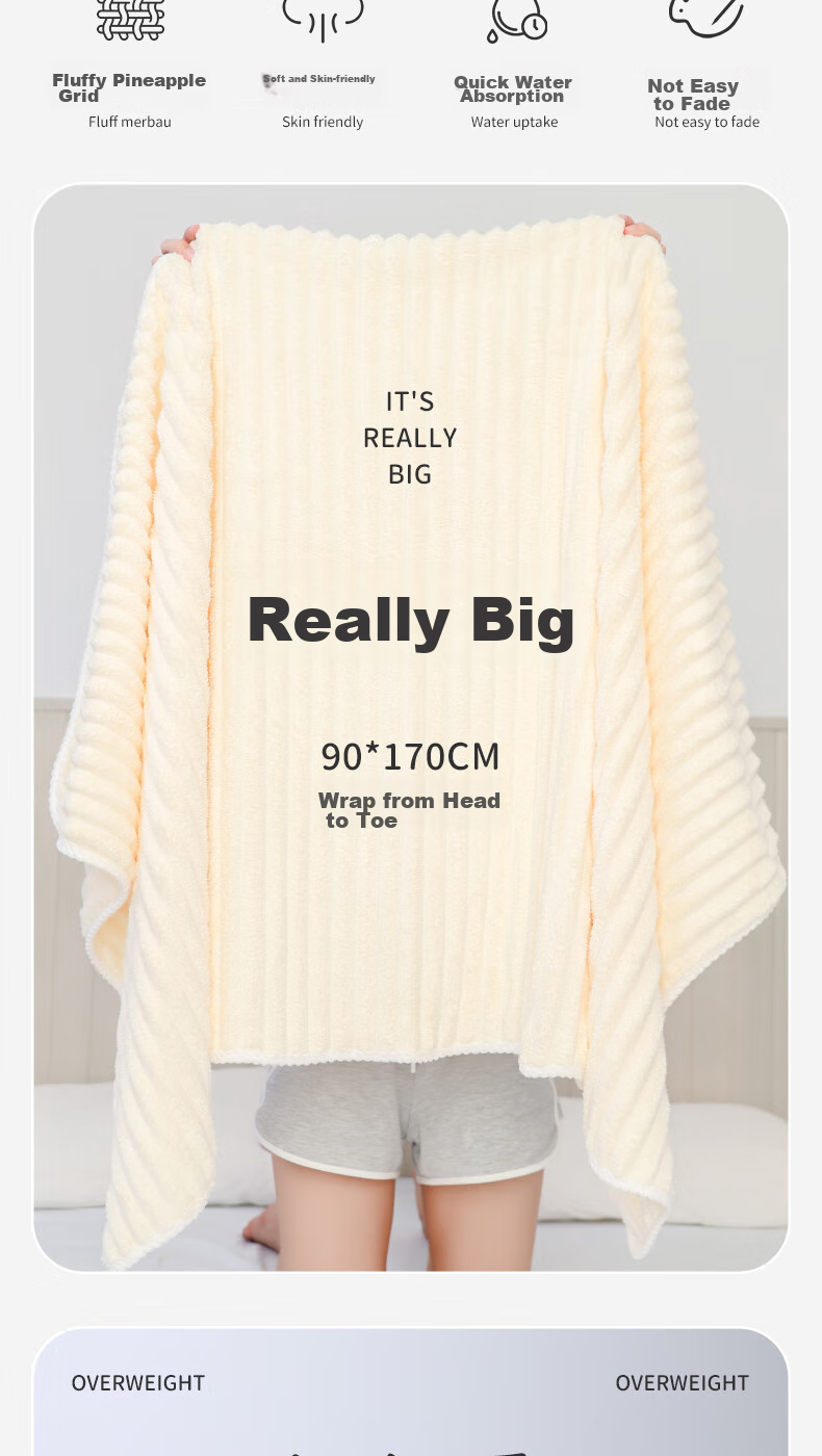 Grace Bath Towel for Women And Men, Home Use, Class A, Extra Large, Absorbent, Couple's Wrap Towel, Adult Large Towel, Beige, 90*170cm, Sports 2