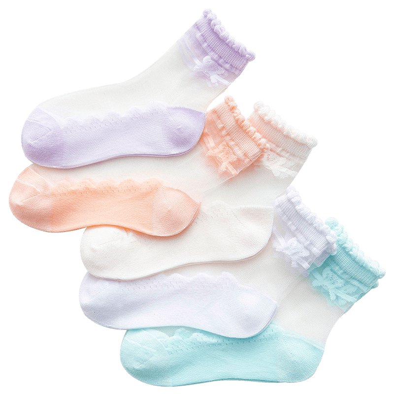 LangSha Children's Socks, Girls' Summer Ultra-Thin Crystal Socks, Versatile Lace Short Socks for Girls And Toddlers