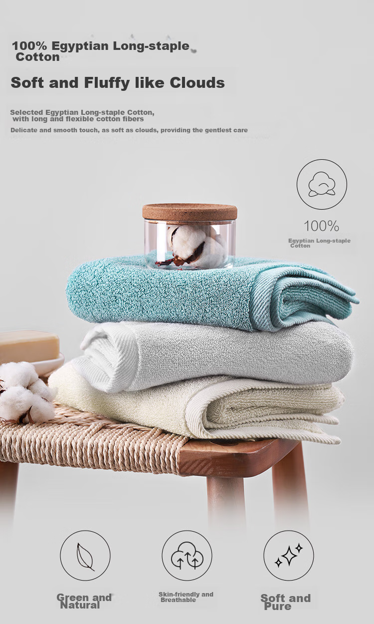 One's Member Class A Egyptian Long-Staple Cotton Pure Cotton Thickened Face Towel, Single Pack, 120g, 34*76cm, Off-White 3