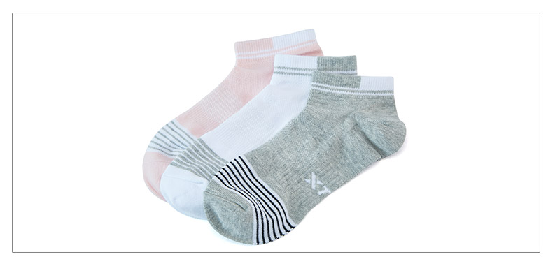 XTEP 3-Pack Multicolor Sports Socks Simple Soft Comfortable Breathable Ankle Socks 880438540029 Pink One Size 5