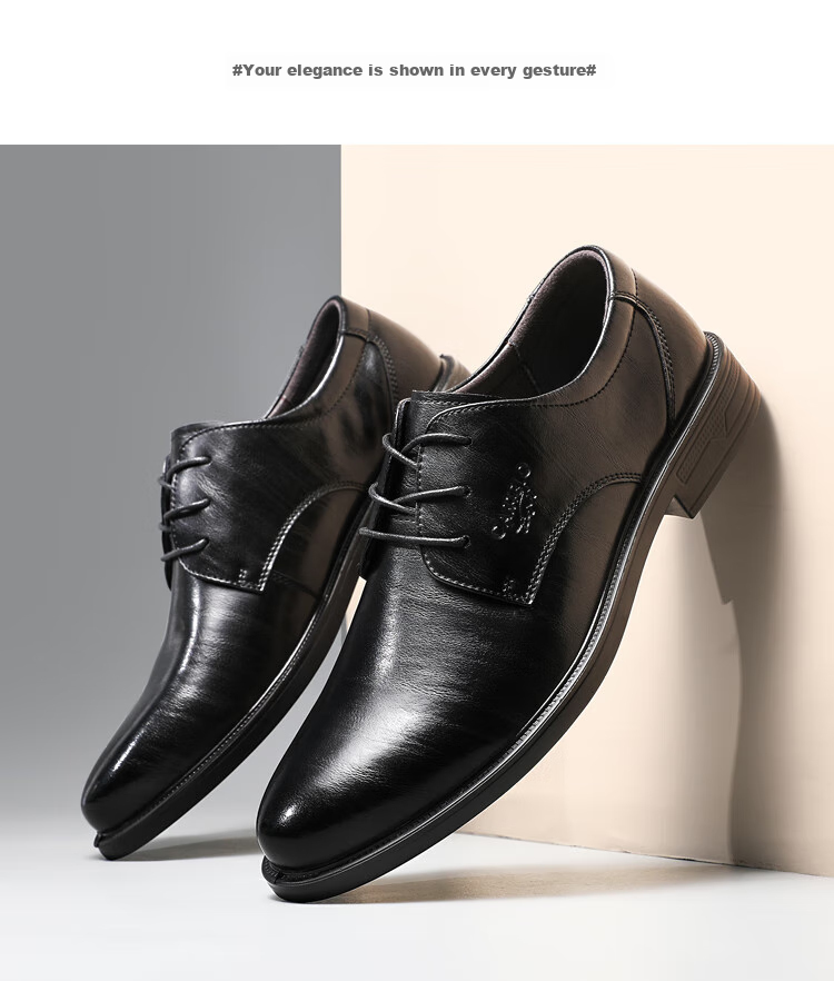 CARTELO Leather Shoes for Men, Business Casual Genuine Leather New Style Formal Soft-Soled Height-Increasing Derby Shoes for Autumn And Winter, Breathable Soft Leather Wedding Shoes 2