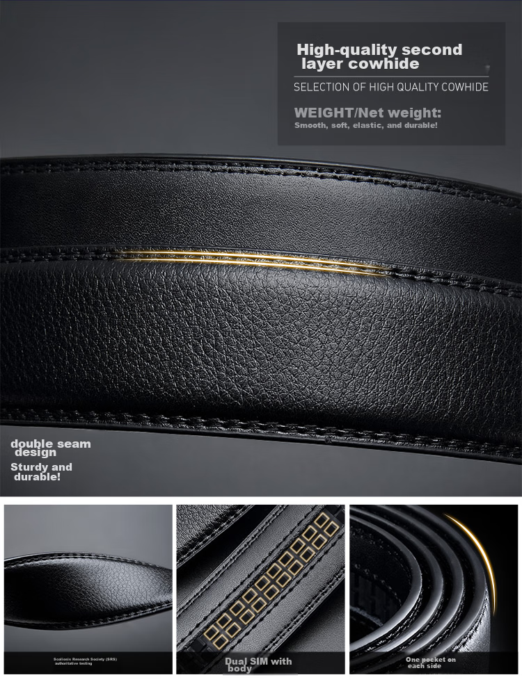 GOLF Leather Men's Belt, Durable Alloy Automatic Buckle, Jeans Waistband, Gift Box Set for Boyfriend Or Father 5