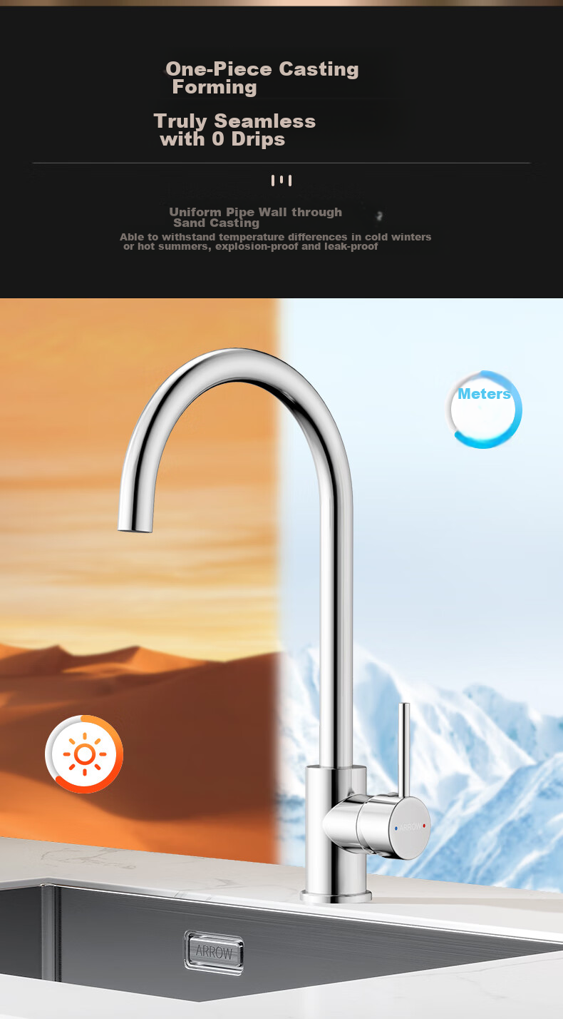 ARROW Kitchen Hot And Cold Faucet, Sink Tap, Healthy Tap, 360° Rotating Hot And Cold Dual Control AE45305CP 7