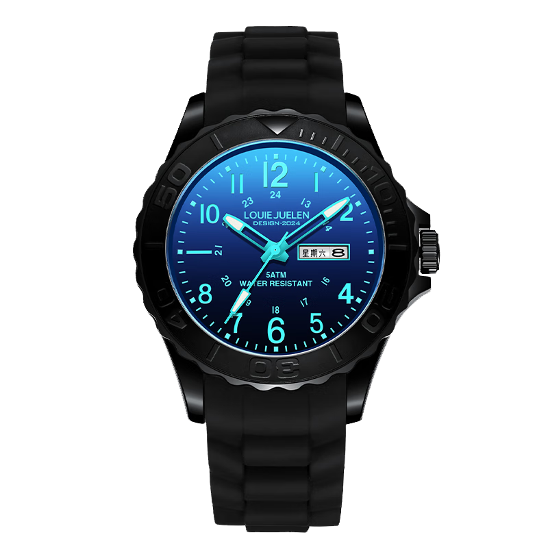 LOUIE JUELEN Youth Watch Exam-Specific for Middle And High School Students, Boys And Girls, Quiet Back-To Small Model - Dual Calendar Blue Dial
