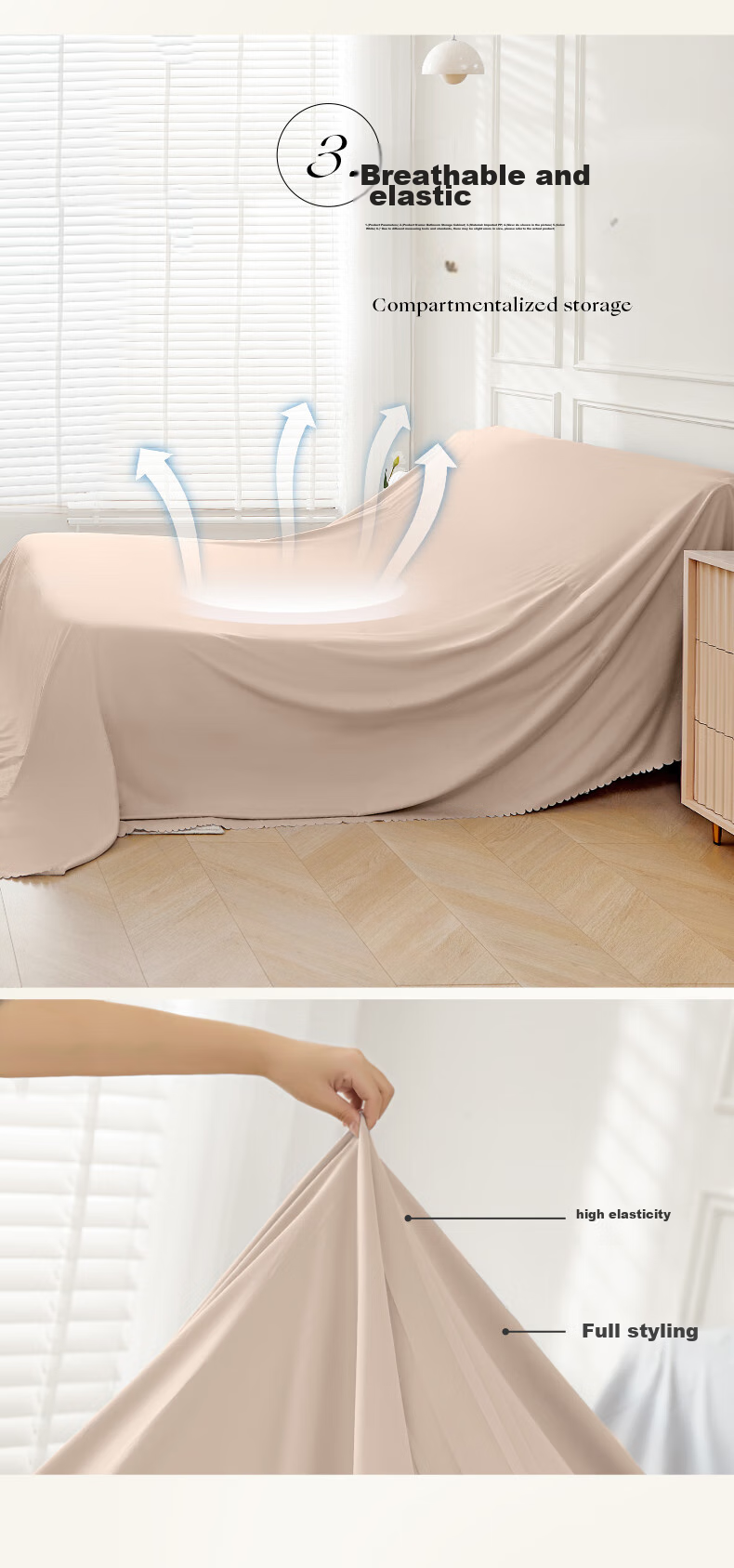EACHY Home Dust Cover, Sofa Bed Dust Shield, Moving Protection Cloth, Protective Film, Bed Cover, Moisture-Proof Cover, Almond Powder 7