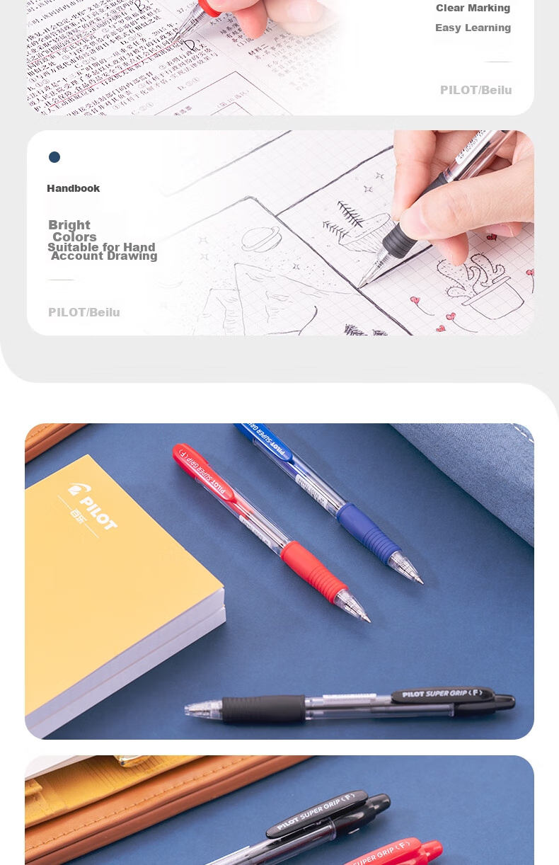 PILOT Retractable Ballpoint Pen, Rollerball Pen for Students, Office Use And Exams, Push-Button Round Ball Pen BPGP-10R, 0.7mm, Blue, 5 Pieces 4