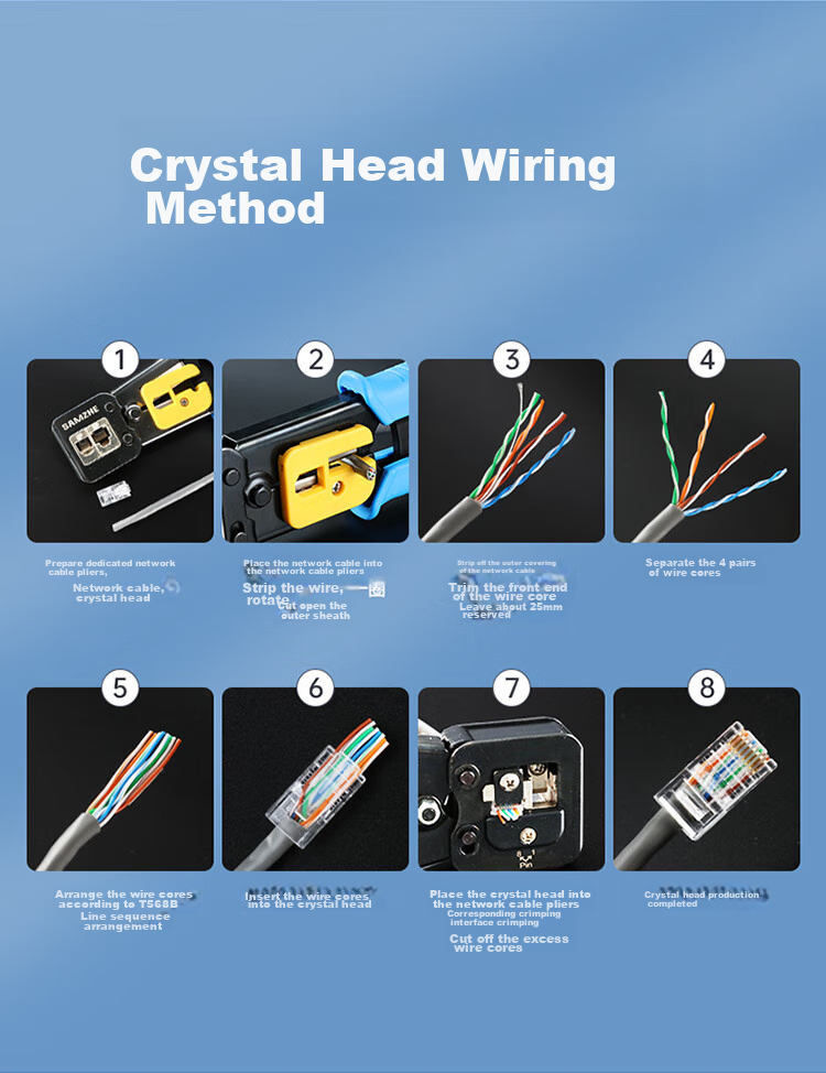 SAMZHE Category 6 Straight-Through Punch-Down Crystal Head, 8P8C Gold-Plated Gigabit Network Connector, RJ45 Cable Plug, CAT6 Through-Hole Crystal Head, 30 Pieces, CKT630 13