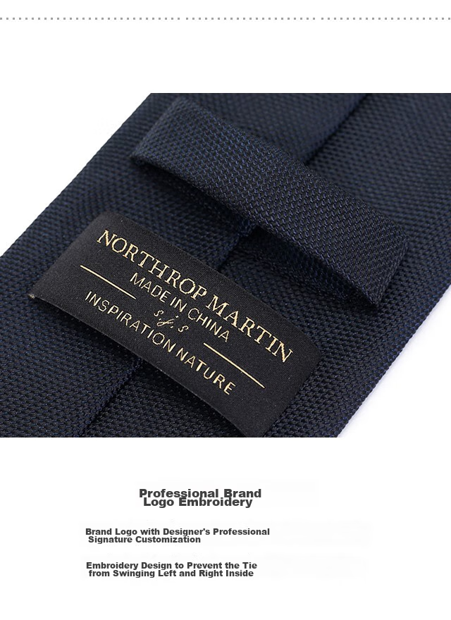 NORTHROP MARTIN High-Quality Necktie for Men, Business Suit, Groom's Wedding Tie, Hand-Tied, Campus Style, Black And Blue, Gift for Middle School Students 16