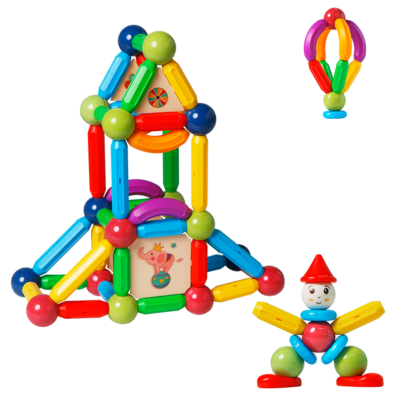 MAGPLAYER Magnetic Building Blocks Toy Set for Children, 120 Pieces, Birthday Gift for Boys And Girls Aged 3-6