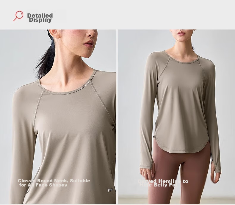 Gigt Women's Long-Sleeve Sports T-Shirt, Yoga Top, Slim-Fit Workout Shirt, Running Training Wear, Quick-Dry Tee 32