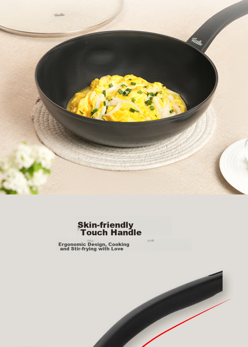Feishile Ceramic Non-Stick Series 30cm Wok, Fluorine-Free Ceramic Coating, Large Diameter Deep Frying Pan, Compatible with Gas And Induction Stoves 4