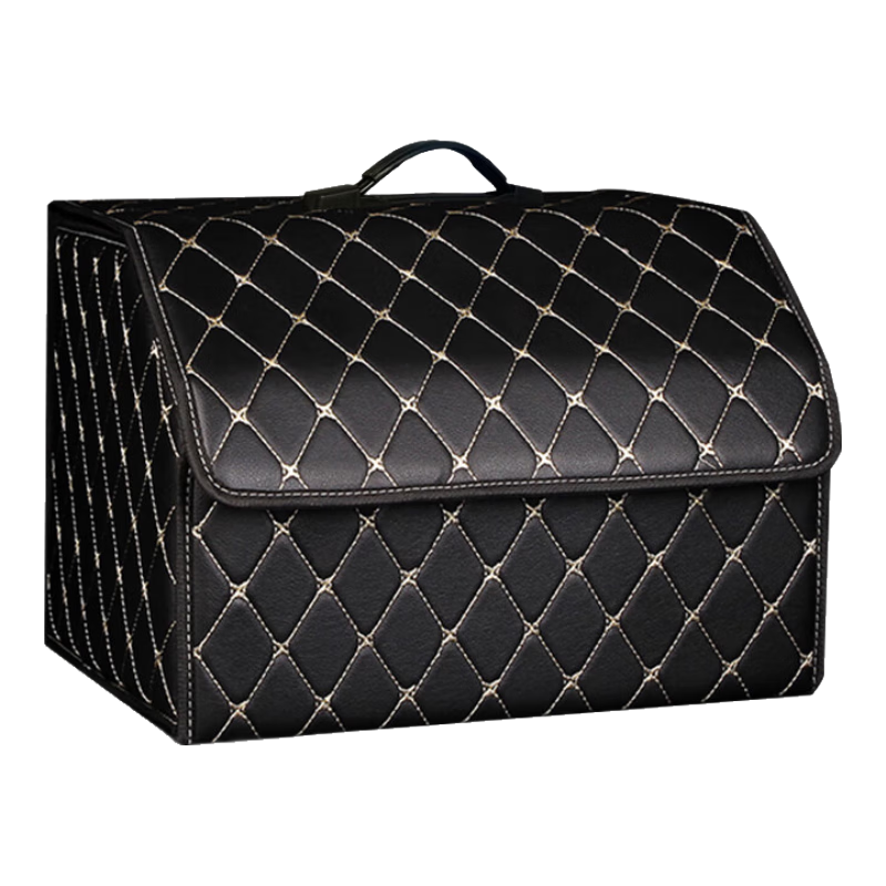 Daopushi Car Storage Box, Multifunctional Folding Organizer, Trunk Storage Container (Black, Gold Line), Medium Size