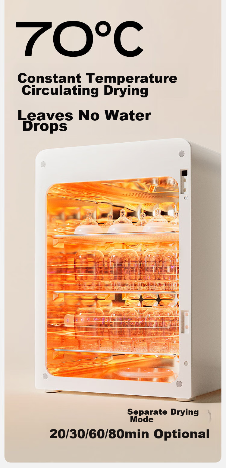 Boboduck Baby Bottle Sterilizer Cabinet UV Sterilization and Drying All-in-One Stainless Steel 24 LED Beads 6602PRO 17