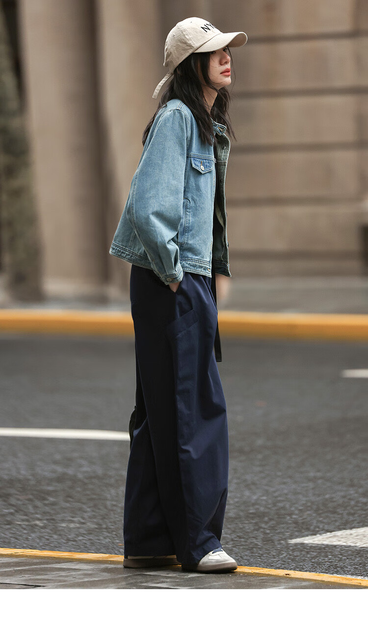 Dme Small Round Neck Denim Jacket Spring Straight Shoulder Sleeve Slim Fit Short Denim Jacket 13