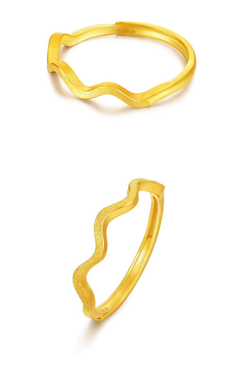 乐灵乐灵珠宝 黄金戒指 心动活口女戒足金999金戒指时尚简约指环女xyz