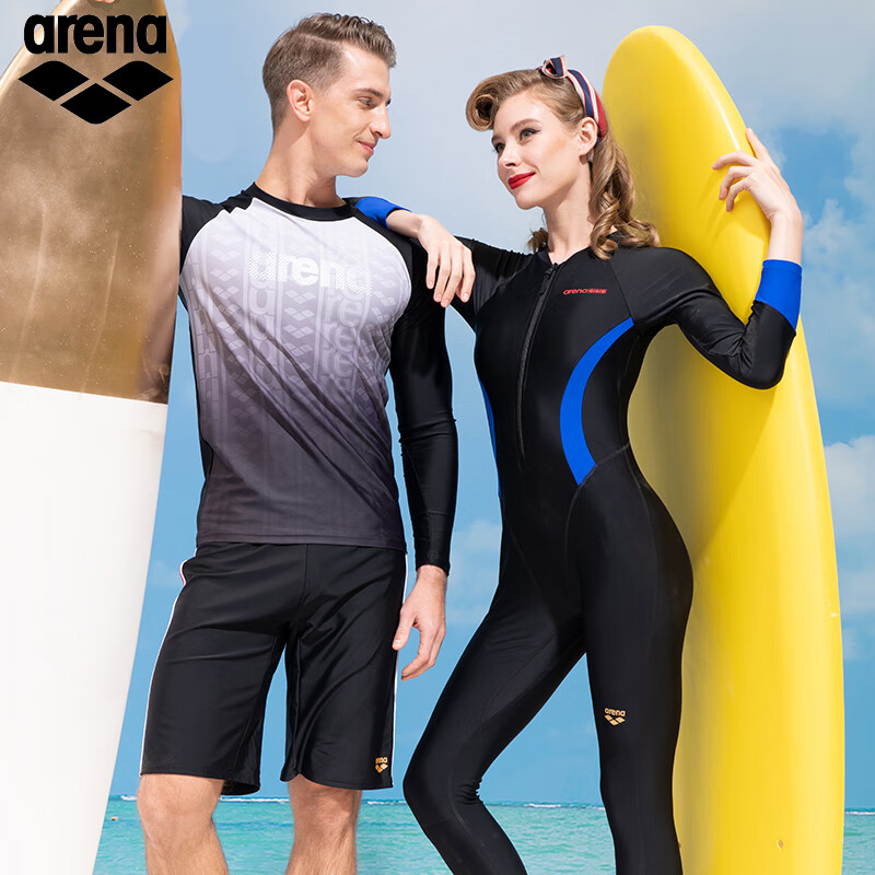 Arena Men's Swim Top, Long-Sleeve Sun Protection Casual Surfing High-Elastic Comfortable Gradient Print Conservative Gear