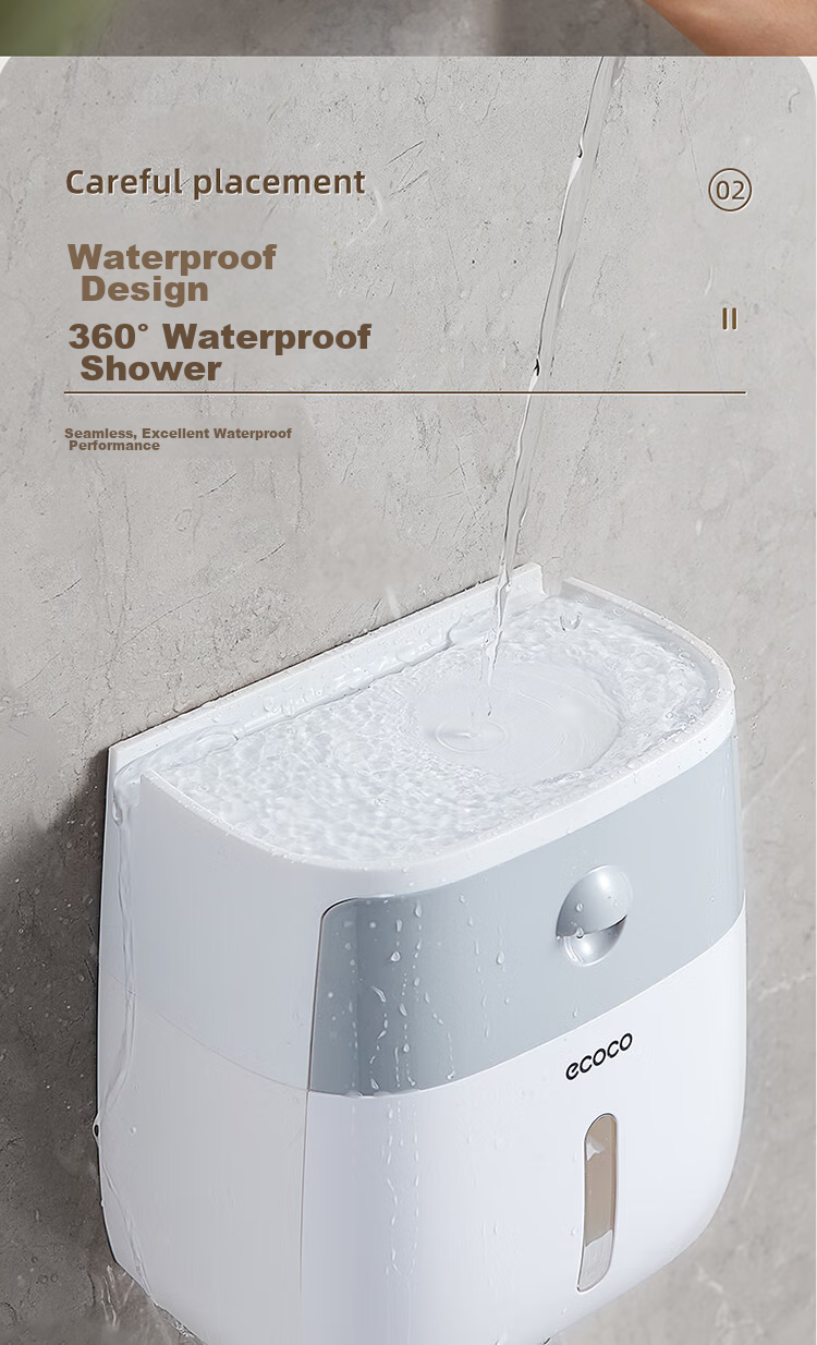 Ecoco Double-Layer Large Capacity Bathroom Tissue Box Storage, Wall-Mounted High-End Waterproof Toilet Paper Holder 4