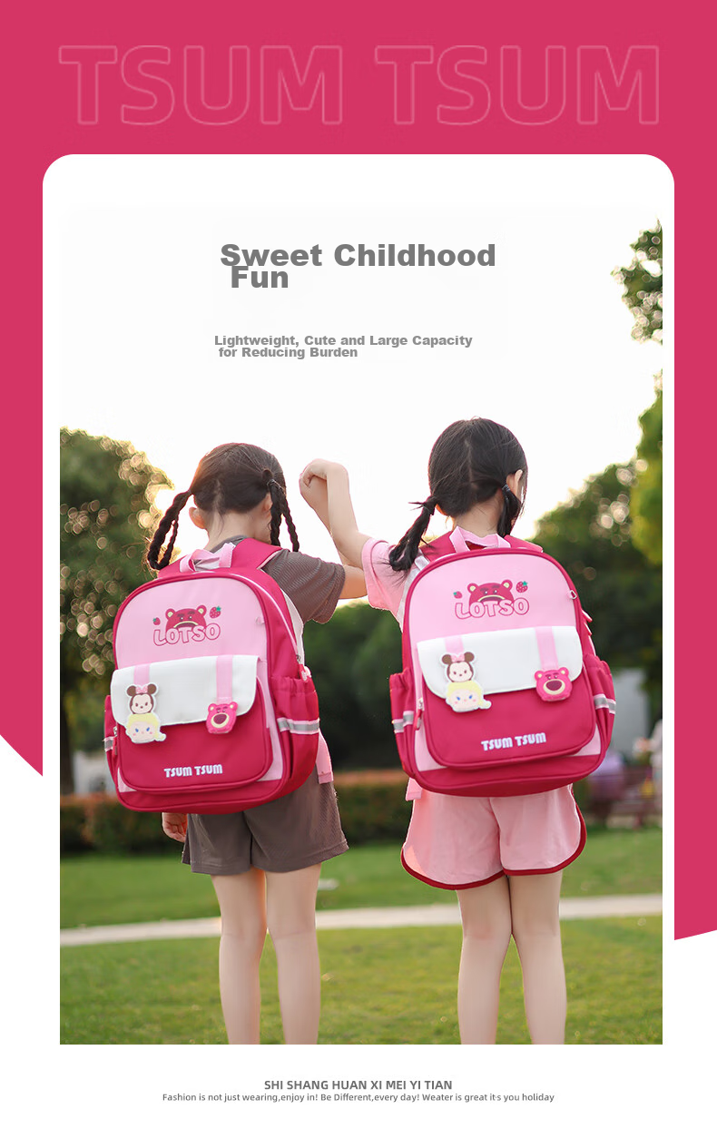 Disney Children's Backpack, Kindergarten Girl First Grade Strawberry Bear, Lightweight Cute Backpack for Boys And Girls, St80264 Blue 1