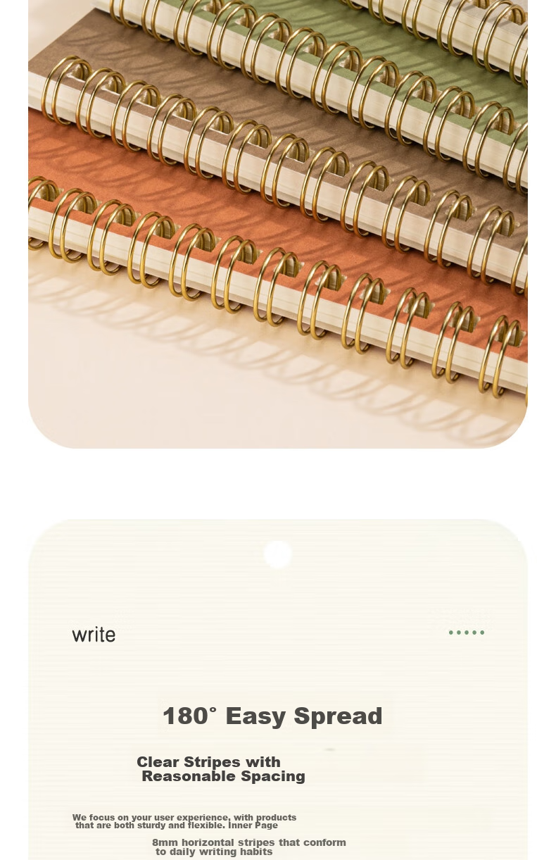 Deli 4 A5 Notebooks / 60 Sheets Simple Retro Series Spiral Notebooks, Spiral-Bound Notebooks, Journal, Error Correction Book, Student Exam Preparation LA560 7
