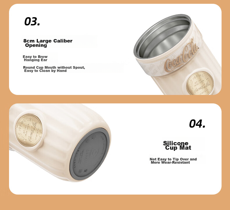 Germ Coca-Cola Dual-Use Insulated Cup with Straw, Water Bottle, Coffee Mug, Large Capacity Student Cup, 400ML, Snow White 18