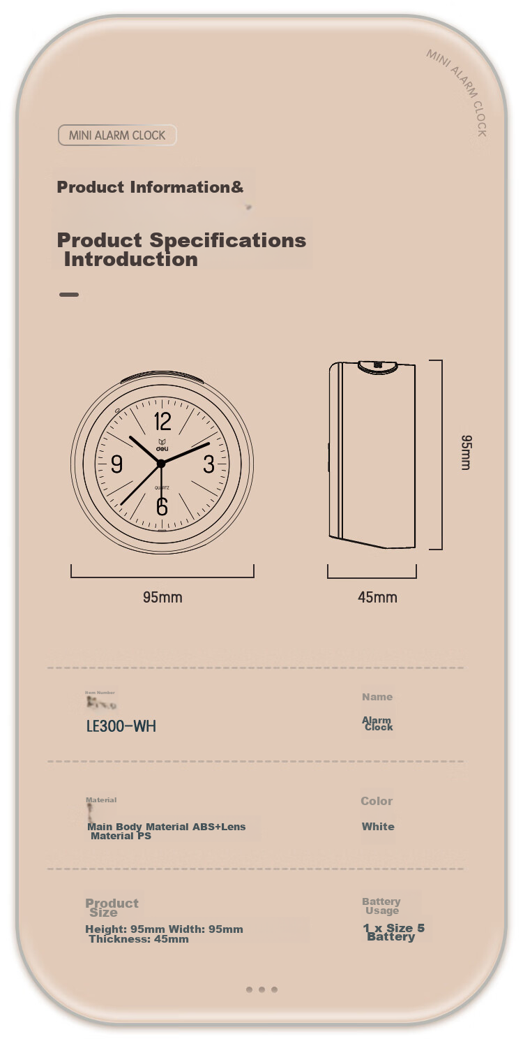 Deli Simple Buzzer Gradual Alarm Clock, Low Noise Student Alarm with Soft Lighting, Family And Office Alarm Clock, White LE300-WH Back-To Gift 11