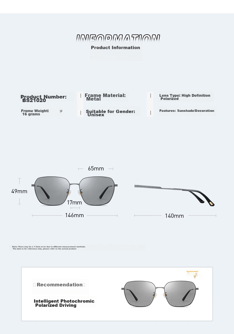 CAPONI Photochromic Polarized Sunglasses for Men, Driving Glasses, Day And Night Use, UV Protection, Sun Protection, Fashionable 13