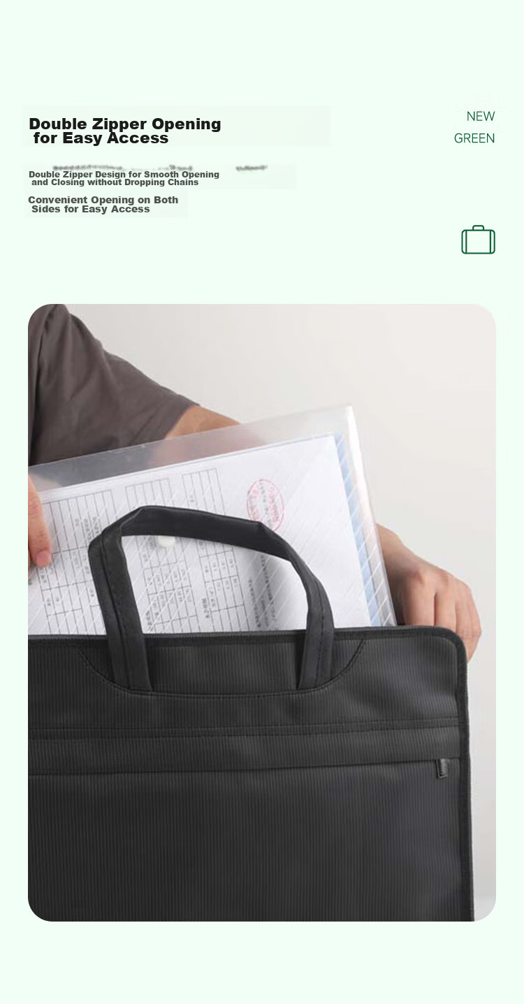 TANGO Thickened 3D Office Handbag, Conference Briefcase, Document Bag, Laptop Briefcase, Business Zipper Bag LH6605 Black 3C Digital Full Mesh Low Price 6