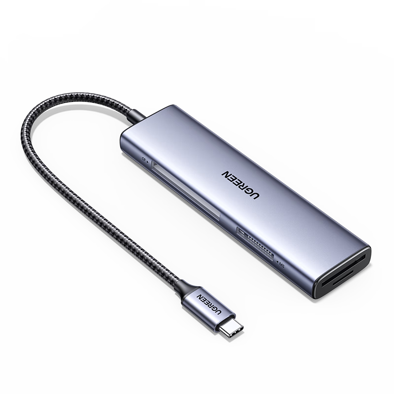 UGREEN Type-C 3.0 CF Card Reader Dock, Supports CF/MS/SD/TF Four Cards Simultaneous Reading, Compatible with Apple 17/16/iPad Tablet/Smartphones/Laptops