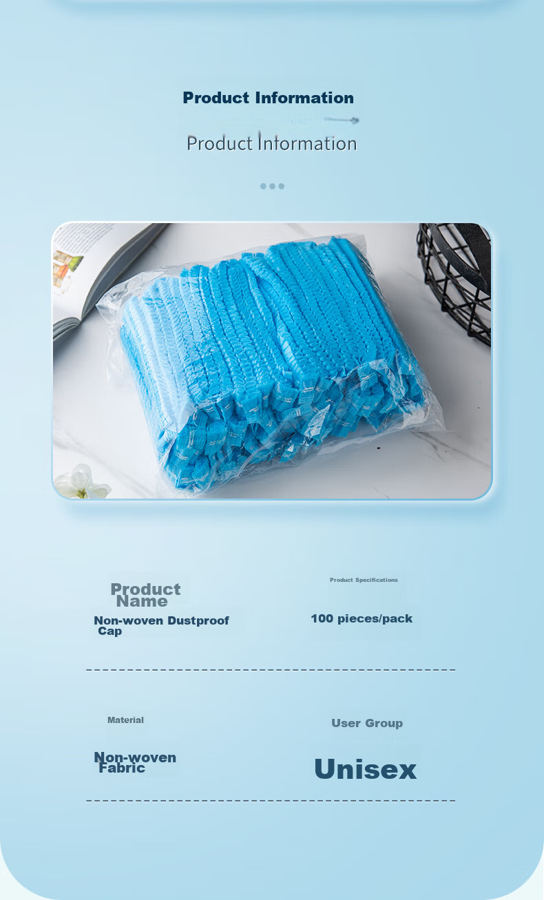 Gongpinxing Disposable Head Cover, Dust-Free Cap Cover, Strip-Shaped Cap Isolation Cap, Blue, 100 Pieces Per Pack 10