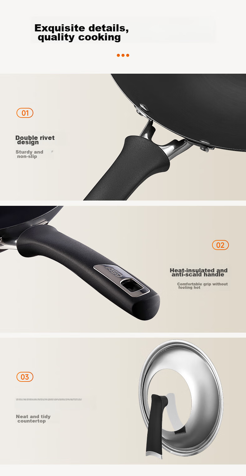 ASD Wok, Dry-Burned for 27 Days without Breaking, Same Model Iron Pan, Uncoated Stir-Fry Pan, Stainless Steel Iron Pan, 30cm, Specially for Gas Stoves 15