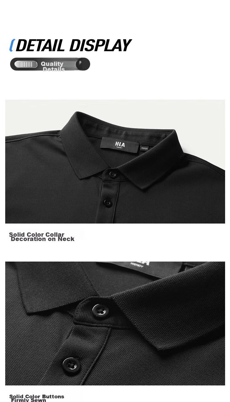 HLA Short-Sleeve Polo Shirt for Men, POWER YOUNG Series, Cool-Feeling Contrasting Color Short-Sleeve for Men in Summer 13