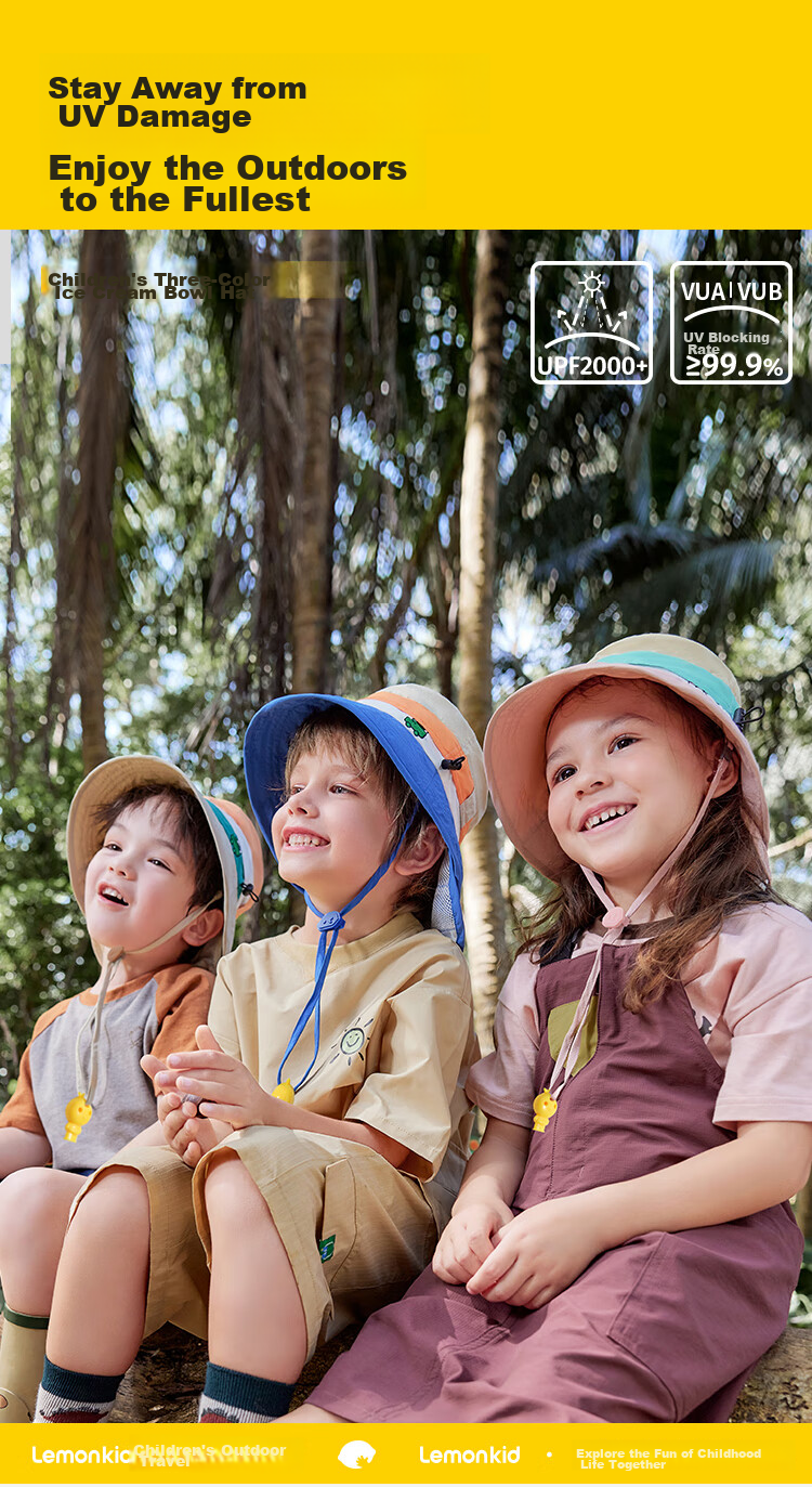 Lemonkid Children's Sun Protection Hat for Boys And Girls, Summer Sun Hat, Fisherman Hat, Shawl Bucket Hat, Grape Milkshake Color, Size 50 1